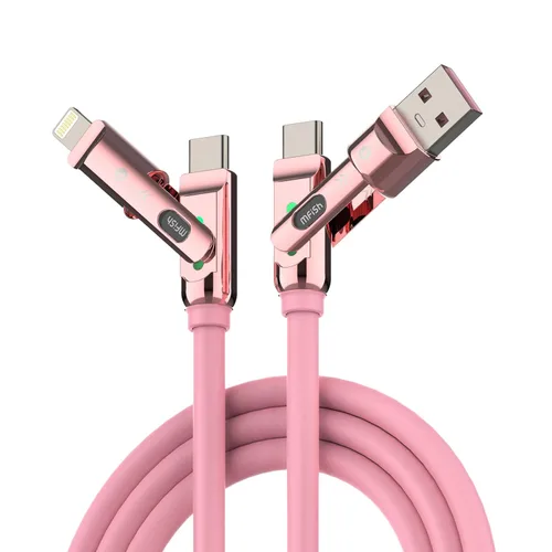 Miniatura 15 de MFish Cable de carga rápida 4 en 1, 6.6 pies 240 W PD 3.1 USB-A/USB-C a USB-C e Lightning, cable de carga múltiple de silicona con funda, compatible