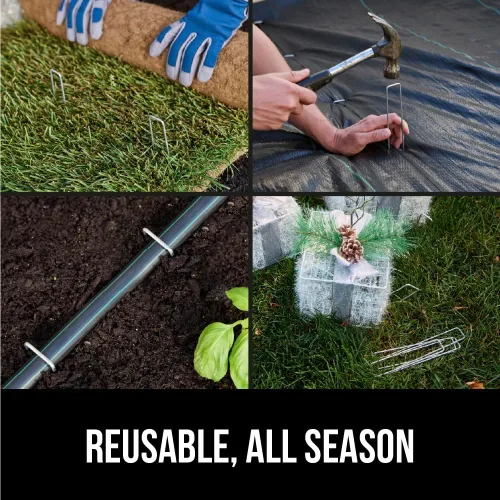 Miniatura 6 de GORILLA GRIP Paquete de 50 grapas de jardín prémium de 6 pulgadas, estacas de jardín de acero galvanizado de calibre 11, pasadores de jardinería