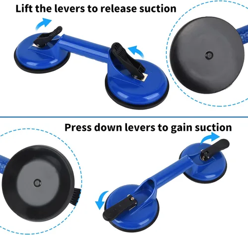 Miniatura 5 de Herramienta fijadora de huecos de piso para reparación de huecos de piso laminado, incluye ventosa y maza, kit azul