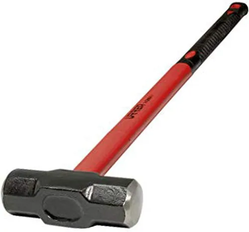 URREA Martillo de trineo – Martillo de perforación de cabeza de acero de 8 libras con cabezal de golpe forjado y mango acolchado de fibra de vidrio
