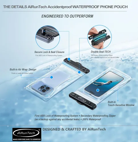 Miniatura 2 de AiRunTech Riñonera impermeable, bolsa impermeable para iPhone 16 15 14 13 12 11 Pro Max, bolsa seca IPX8 para esnórquel, playa, crucero, kayak, 2