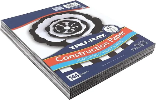 Miniatura 2 de Tru-Ray Papel de construcción de 9 x 12 pulgadas, negro/blanco, 144 hojas/paquete (P6676)