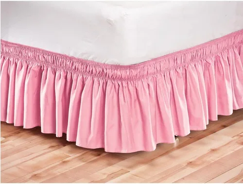 Miniatura 2 de Falda plisada de tres lados envolvente de algodón egipcio elástico, caída de 17 pulgadas, para camas Individual/Matrimonio, Queen y King, color rosa
