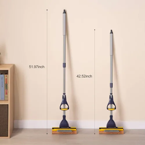 Miniatura 5 de Yocada Esponja de limpieza para uso comercial en el hogar, para uso comercial, para baño, garaje, con escobilla de goma y mango largo telescópico