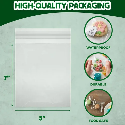 Miniatura 3 de Seal Fresh Bolsas de celofán autosellantes – 5 x 7 pulgadas (1000 unidades) – Bolsa de plástico transparente resellable para violonchelo – Bolsas