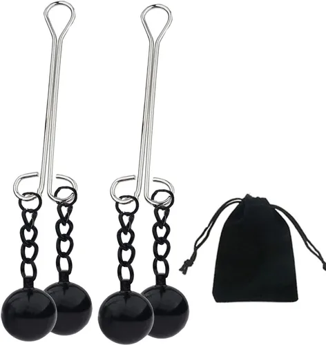 Miniatura 29 de Pinzas para pezón con peso de acero inoxidable con clip de cadena para pezón, bola ajustable, sin perforación, joyería para pezones para adultos