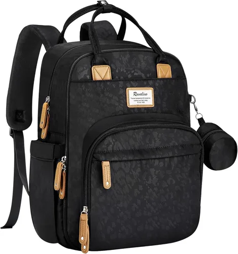 Miniatura 16 de RUVALINO Mochila para pañales, mochila de viaje multifunción, bolsa de maternidad para bebé, gran capacidad, impermeable y elegante, gris hierro