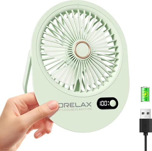Miniatura 10 de Ventilador de escritorio USB, ventilador portátil pequeño y silencioso, plegable en 180°, 6 velocidades, ventiladores de mesa de viento fuertes