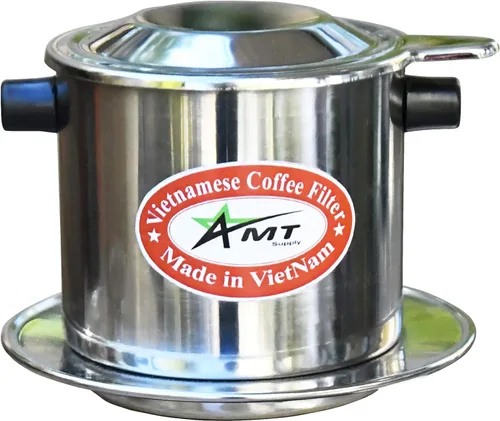 AMT Cafetera de 6.5 onzas, filtro Phin con corcho, gotero de café atornillado para café de estilo vietnamita en casa u oficina