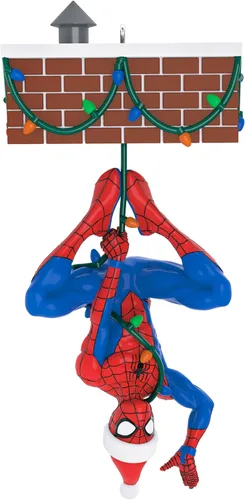 Adorno de Navidad Colgante de Hallmark Keepsake 2025, Marvel Spider-Man Peekbuster con Sonido Activado por Movimiento, Regalos para Fans de Marvel