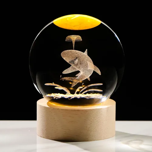 Bola de cristal 3D, ballena y tiburón, regalos para mujeres y hombres, decoración de tiburón ballena, pisapapeles, regalos de cumpleaños, ballena