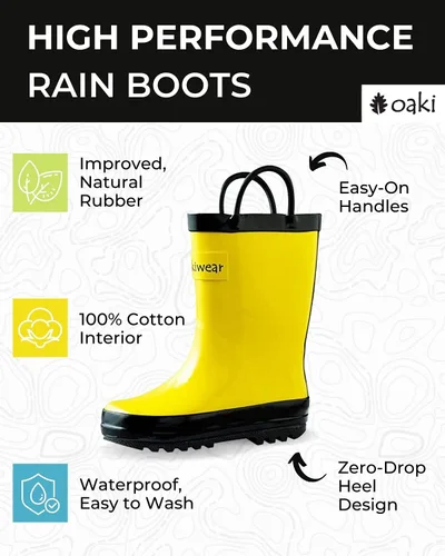 Miniatura 2 de OAKI Botas de lluvia de goma impermeables para niños con asas fáciles de poner