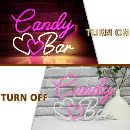 Miniatura 5 de Letrero de neón de barra de caramelo para decoración de pared, letreros LED de 15.4 x 11.8 pulgadas para negocios, luces de neón regulables por USB