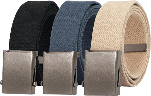Miniatura 12 de JASGOOD 3 Pack Unisex-Adult Military Web Belt Canvas Web Belt for Men Adjustable Cloth Fabric Belt with Metal Buckle
