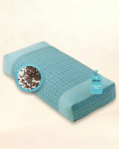 Miniatura 10 de Almohadas rectangulares para el cuello de trigo sarraceno, almohadas planas de apoyo cervical de 19.6 x 9.8 pulgadas para dormir, relleno de casco