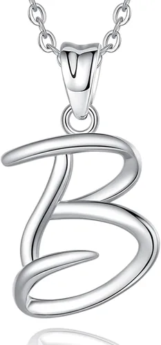 Miniatura 115 de EUDORA Collares de plata esterlina con inicial para mujer, regalos clásicos de 26 letras sin cuello para niñas, hermana, madre hija, cadena de 18