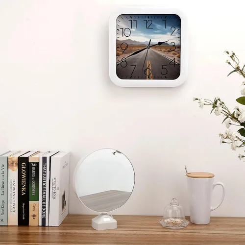 Miniatura 4 de 10" Square Modern Wall Clock,A Cat in Outer Space Print Kitchen Clocks Wall Battery Operated,Silent Non Ticking Unique Funny Cute Wall Clock for