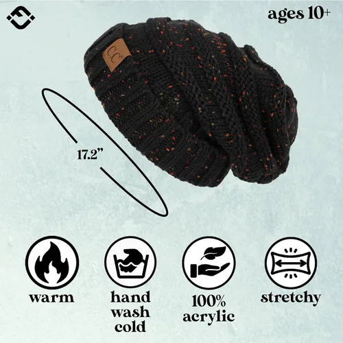 Miniatura 305 de Funky Junque Gorro de moda de punto trenzado de talla extragrande, grueso, abrigado, suave y holgado