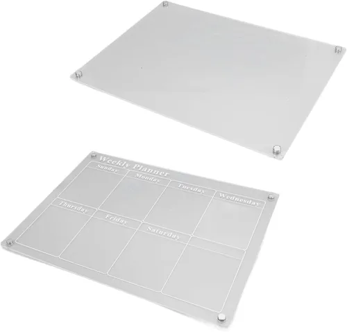 Miniatura 2 de Calendario semanal para refrigerador, pizarra de borrado en seco de acrílico transparente con 6 marcadores para el hogar, cocina, organización