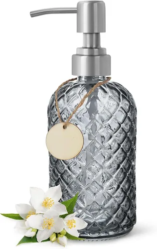 Miniatura 29 de Topsky Dispensador de jabón de vidrio con bomba de plástico, dispensador de jabón de manos líquido de 330 ml, bomba a prueba de óxido para cocina