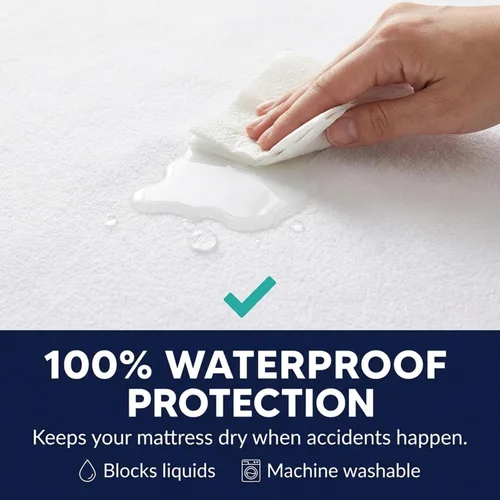 Miniatura 2 de Fundas de colchón impermeables con cremallera, funda protectora de colchón hipoalergénica con parte superior de tela de rizo de algodón suave