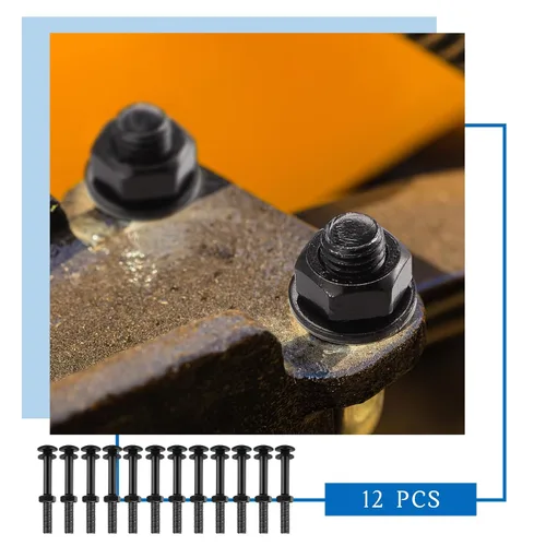 Miniatura 5 de Zonon Juego de 12 pernos de carro de 1/2 x 4 pulgadas, negro galvanizado, incluye arandelas resistentes a la corrosión y tuercas para accesorios