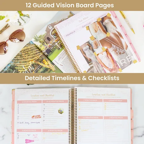 Miniatura 3 de bloom daily planners Planificador y organizador de tapa dura para el día de la boda (sin fecha), 9 x 11 pulgadas, diseño floral dorado