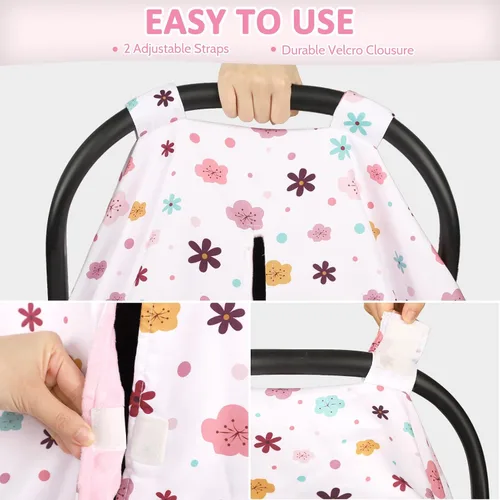 Miniatura 4 de Pea Pod Funda de asiento de automóvil para bebé, funda de asiento de automóvil infantil con diseño de apertura de Peekaboo cubierta de toldo