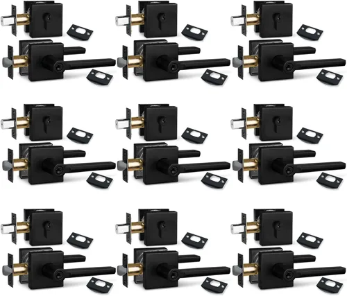 Miniatura 32 de NEWBANG Palanca de puerta de cama/baño para privacidad Baño e interior Manija de cerradura de puerta en negro mate envejecido, HD1601-DB-BK-1P
