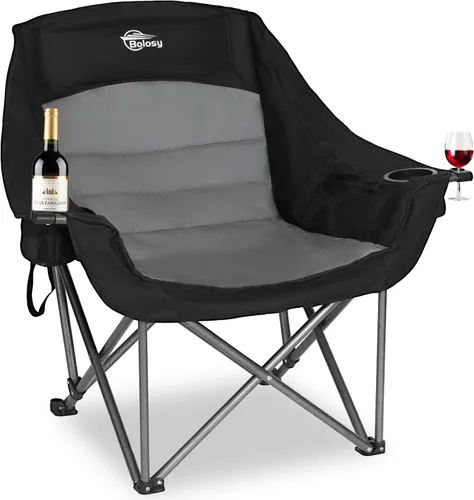 Miniatura 8 de Bolosy Paquete de 2 Sillas de Camping de Gran Tamaño para Adultos de Servicio Pesado Sillas Plegables para Exteriores Acolchadas Sillas de Césped