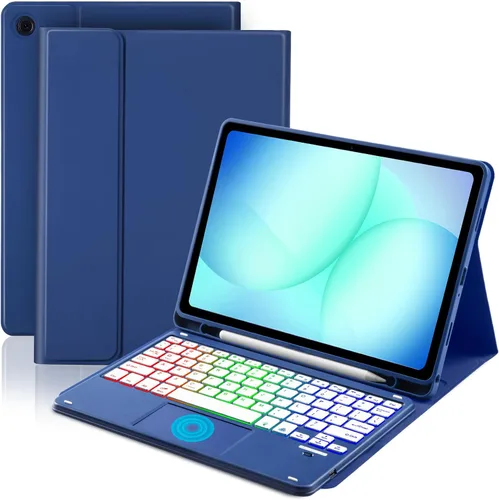 Miniatura 14 de MePadKey Funda de teclado con panel táctil para Samsung Galaxy Tab A11 Plus/A9 Plus 2025/2023 de 11 pulgadas, teclado de carga tipo C con Azul