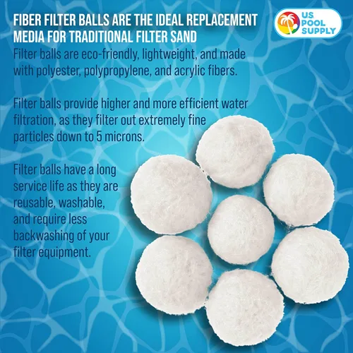 Miniatura 3 de U.S. Pool Supply Bolas de filtro de piscina de 3.0 libras, medios de filtro de fibra ecológicos para filtros de arena de piscina