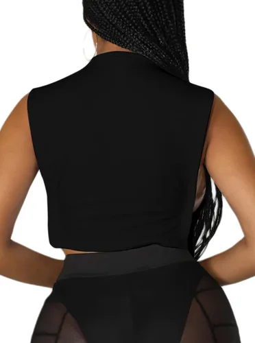 Miniatura 4 de Remidoo Camiseta corta sin mangas con estampado gráfico de letras para mujer