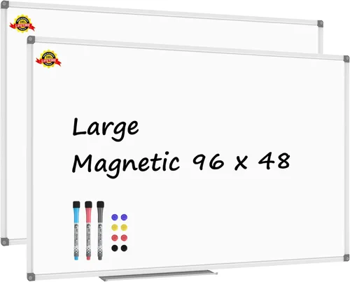 Miniatura 7 de Lockways Pizarra blanca magnética grande de borrado en seco de 60 x 40 pulgadas, pizarra blanca montada en la pared con bandeja para bolígrafos