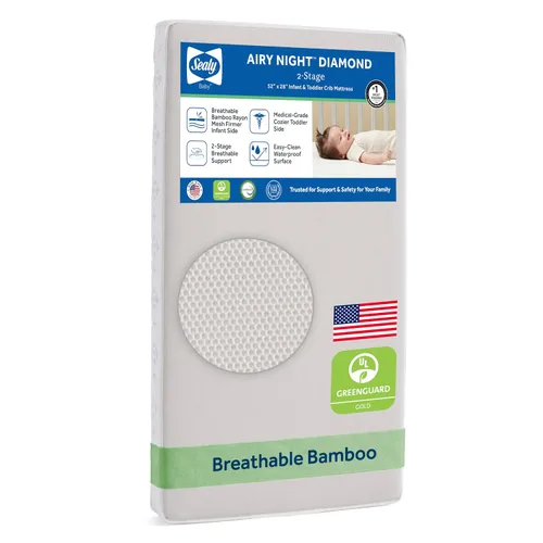 Miniatura 15 de Sealy Baby - Colchón de cuna de doble firmeza de 2 etapas, transpirable para bebés y niños pequeños con funda impermeable de grado médico
