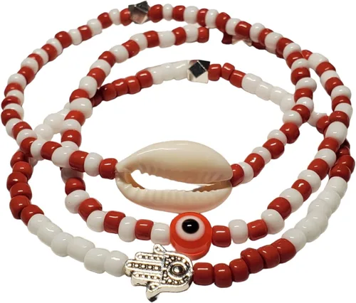 Miniatura 26 de 3 pcs Ilde Cowrie seashell Evil Eye Hamsa Hand Orisha Santeria Pulseras Bracelet Set