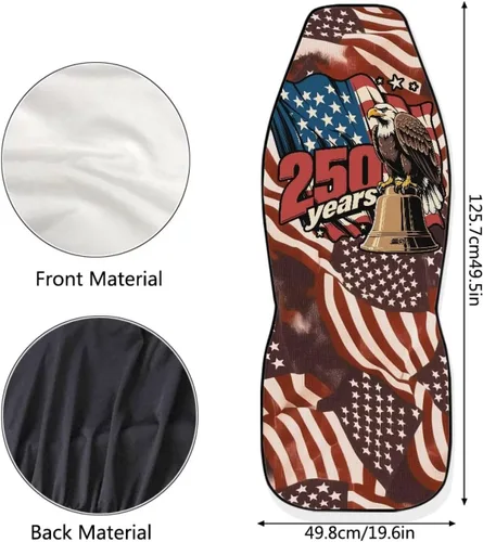 Miniatura 6 de 250 Years Car Seat Covers Set of 2 Eagle Flag Car Seat Cover Protector Front Seats Patriotic Auto Interior Accessories Stretch Polyester Fabric