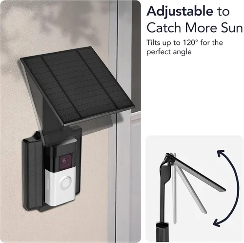Miniatura 5 de Wasserstein Cargador solar universal compatible con timbre de batería Ring (versión 2024)/Pro/Plus/4/3/3 Plus/2ª generación (versión 2020) y timbre