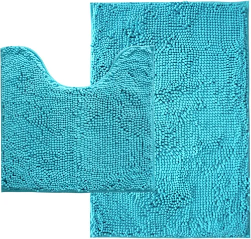 Miniatura 53 de Juego de alfombras de baño de 2 piezas, súper absorbente suave, gruesa, lavable en lavadora, alfombra de baño de chenilla antideslizante, alfombra