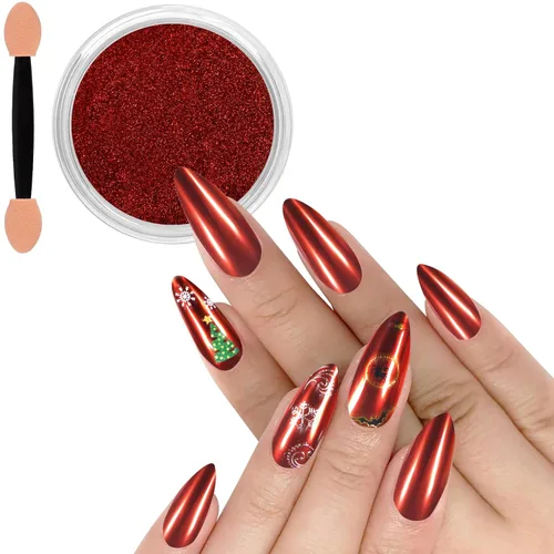 Miniatura 8 de Allstarry Polvo de uñas cromado, dorado champán, efecto espejo metálico, purpurina esmaltada, decoración de manicura, pigmento reflectante
