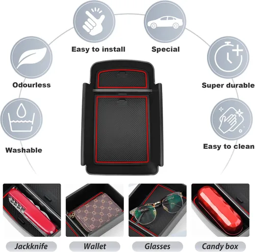 Miniatura 5 de SKTU Para Chevrolet Trax 2024 2025 2026 Organizador de Consola Central 2024 2025 2026 Bandeja de Consola Chevy Trax Caja de Almacenamiento de Trax