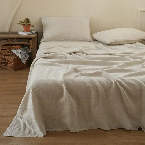 Miniatura 23 de Simple&Opulence Juego de sábanas 100% de lino, 4 piezas de lino francés natural (1 sábana encimera, 1 sábana bajera, 2 fundas de almohada), ropa