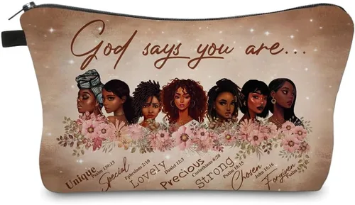 Miniatura 10 de Bolsa de maquillaje afroamericana para monedero, bolsas de cosméticos negras afro para mujer, regalo inspirador, pequeña bolsa de cosméticos
