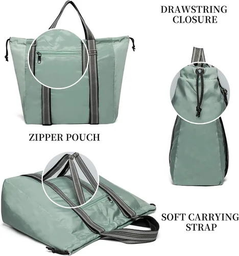 Miniatura 5 de ecosmile Bolsa de gimnasio con cordón y cordón para mujer bolsa de gimnasio impermeable para gimnasio