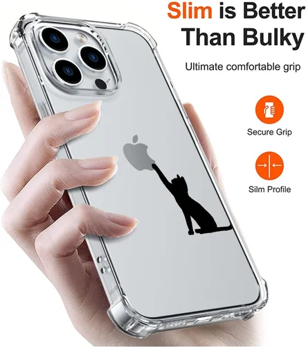 Miniatura 6 de Funda de teléfono con diseño de gato lindo para iPhone 11, funda de gato negro, cubierta de funda transparente de teléfono con cuatro esquinas