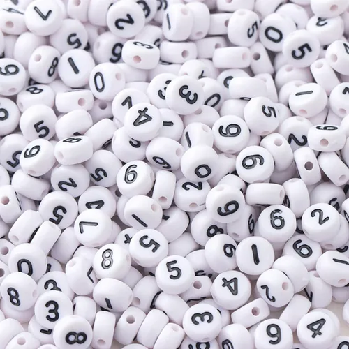 Miniatura 4 de 1000 cuentas de números acrílicos redondos, cuentas redondas de números de 0.16 x 0.27 pulgadas, cuentas de números mixtos, para joyería, pulseras