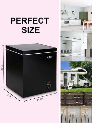 Miniatura 3 de KRIB BLING Congelador de pecho, termostato ajustable, congeladores compactos con cesta de almacenamiento extraíble para casa, cocina, garaje, Negro