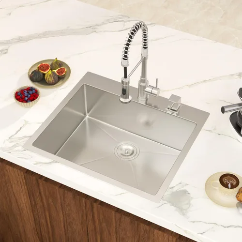 Miniatura 26 de Black Bar Sink Drop in 13x15 Inch Topmount Single Bowl Kitchen Sink Handmade T304 Stainless Steel Wet Bar Sink Outdoor RV Handmade Small Prep Sink