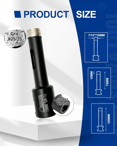 Miniatura 4 de SHDIATOOL - Brocas de núcleo de diamante de diámetro 18mm para piedra dura, hormigón, mármol, granito, ladrillo, soldado con autógena por láser