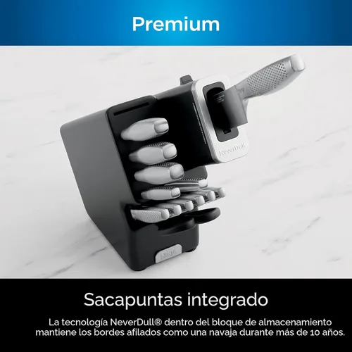 Miniatura 5 de Ninja K62012 Foodi NeverDull Premium - Sistema de cuchillos de acero inoxidable alemán de 12 piezas con afilador integrado, acero inoxidable/negro